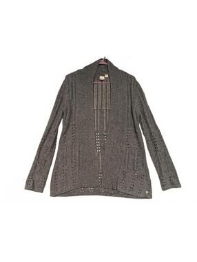 Roxy Gray Open Knit Long Sleeve Cardigan Sweater Womens Small